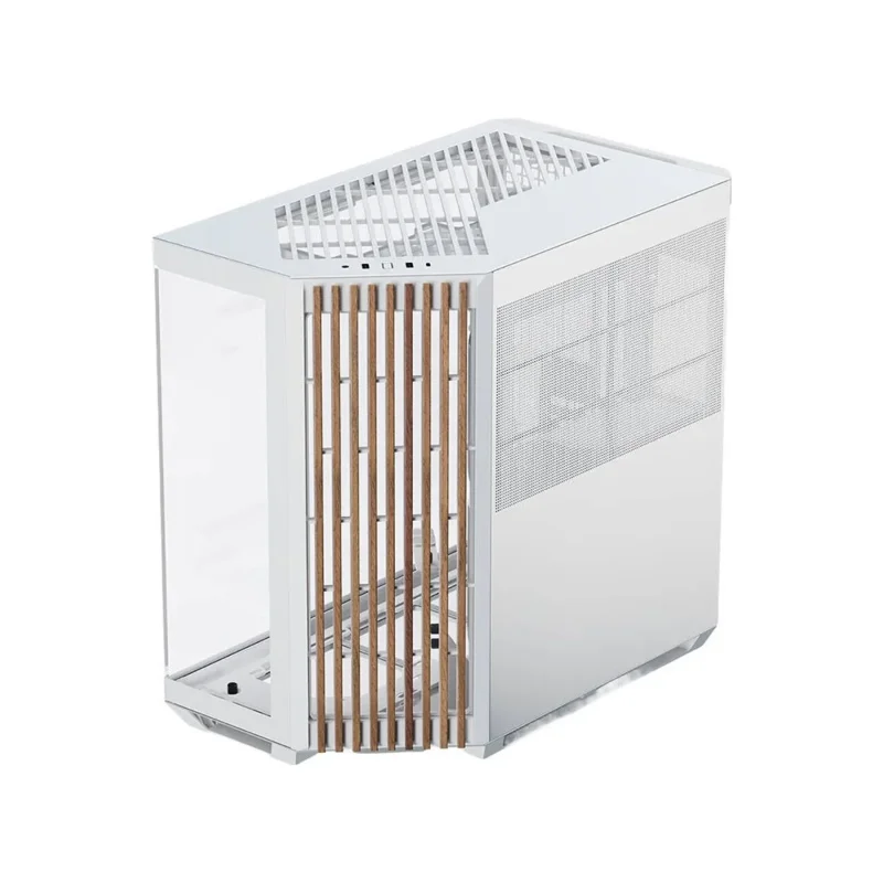 APNX V1-W Panoramic Dual-Chamber Mid-Tower Case – White/Wood | V1-W-WT-v1