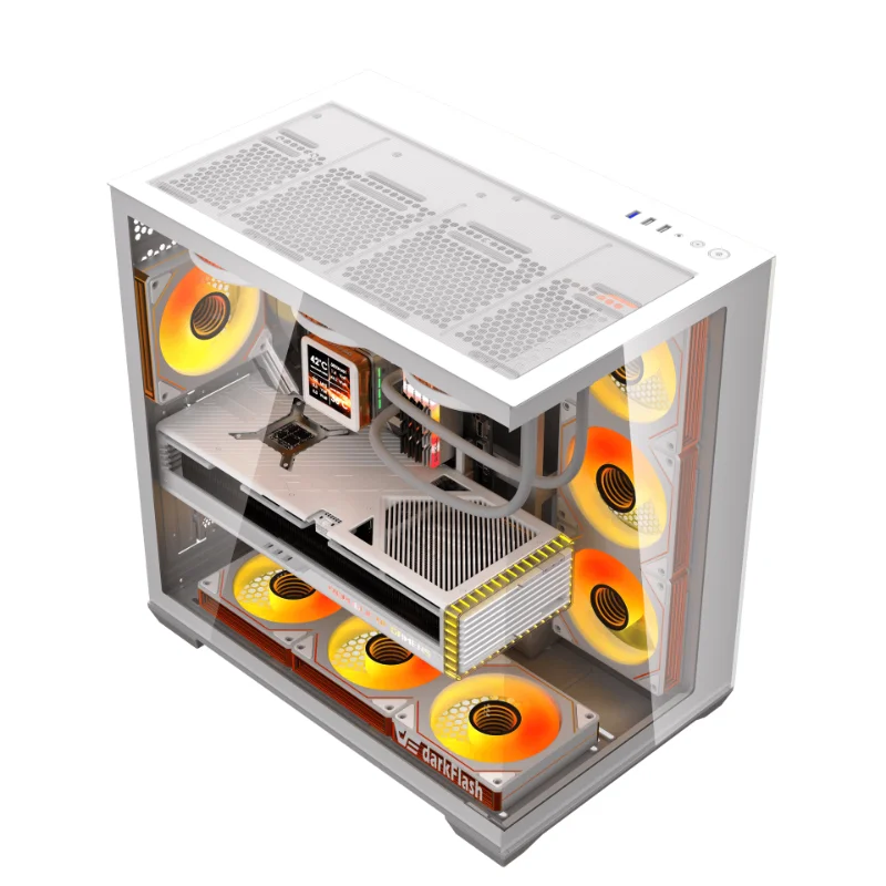 DARKFLASH C280 White Case + 7 ARGB Fans