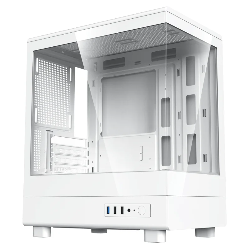 darkFlash DB330M Panoramic Micro-ATX Gaming Case with 650W PSU & 3 Pre-Installed ARGB Fans – White