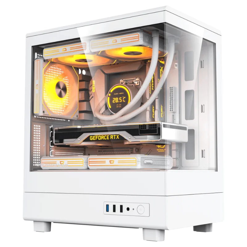 darkFlash DB330M Panoramic Micro-ATX Gaming Case with 650W PSU & 3 Pre-Installed ARGB Fans – White