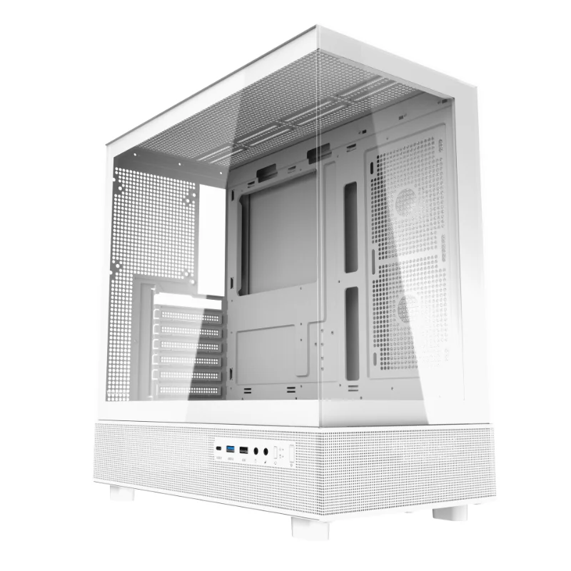 darkFlash DPX90 Panoramic ATX Gaming Case with 3 Pre-Installed ARGB Fans – White