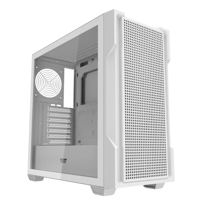 darkFlash DS900 Mesh High-Airflow ATX Gaming Case with 6 Pre-Installed ARGB Fans – White