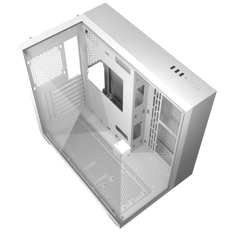 darkFlash TH285 Three-Sided Tempered Glass ATX Gaming Case with 4 ARGB Fans – White