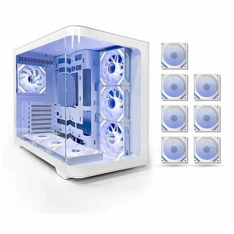 TORTOX Curvo ATX Gaming Case with 7 ARGB PWM Fans – White
