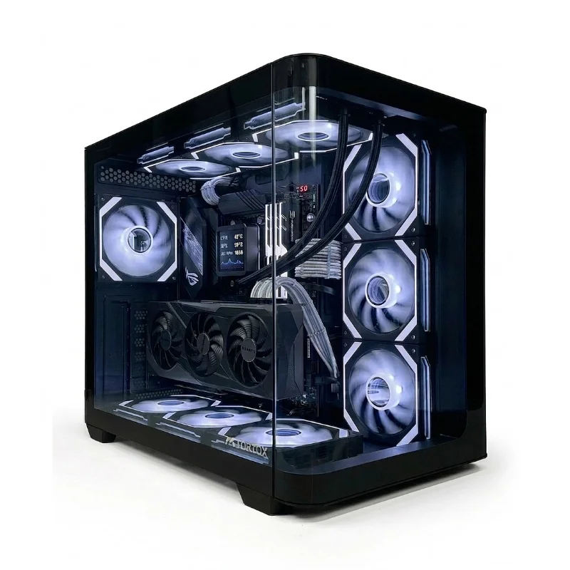 TORTOX Curvo ATX Gaming Case with 7 ARGB PWM Fans – White