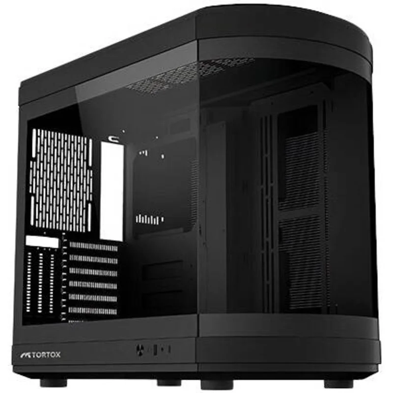 TORTOX Vidrio Curved Glass ATX Gaming Case with 6 ARGB PWM Fans – Black