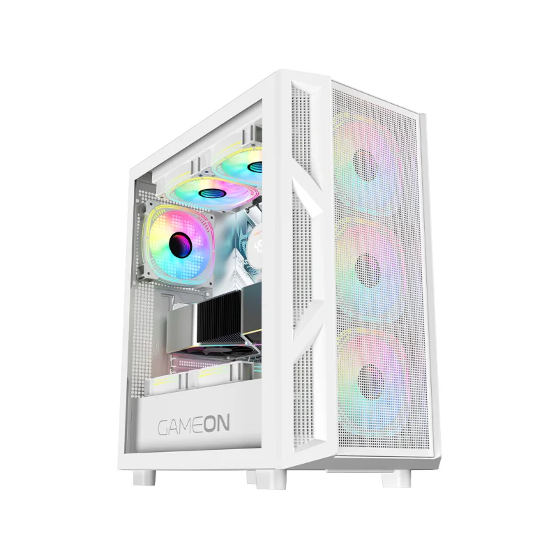 GAMEON Trident IV-A POWERFORGE ATX Gaming Case with 4 ARGB PWM Fans and 750W Bronze PSU – White
