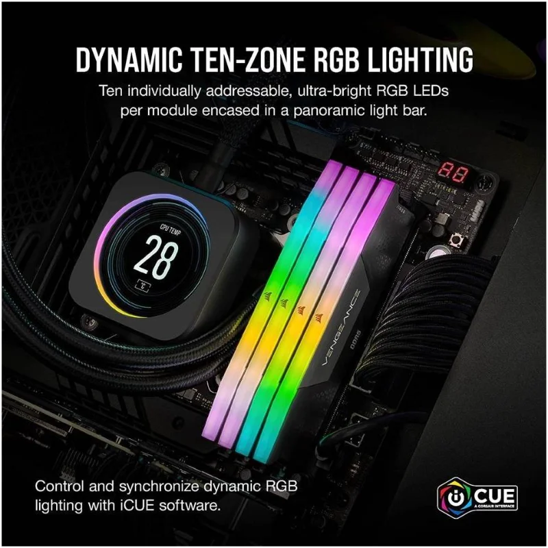 CORSAIR VENGEANCE RGB 48GB (2x24GB) DDR5 7000MHz CL36 – Black | CMH48GX5M2B7000C36