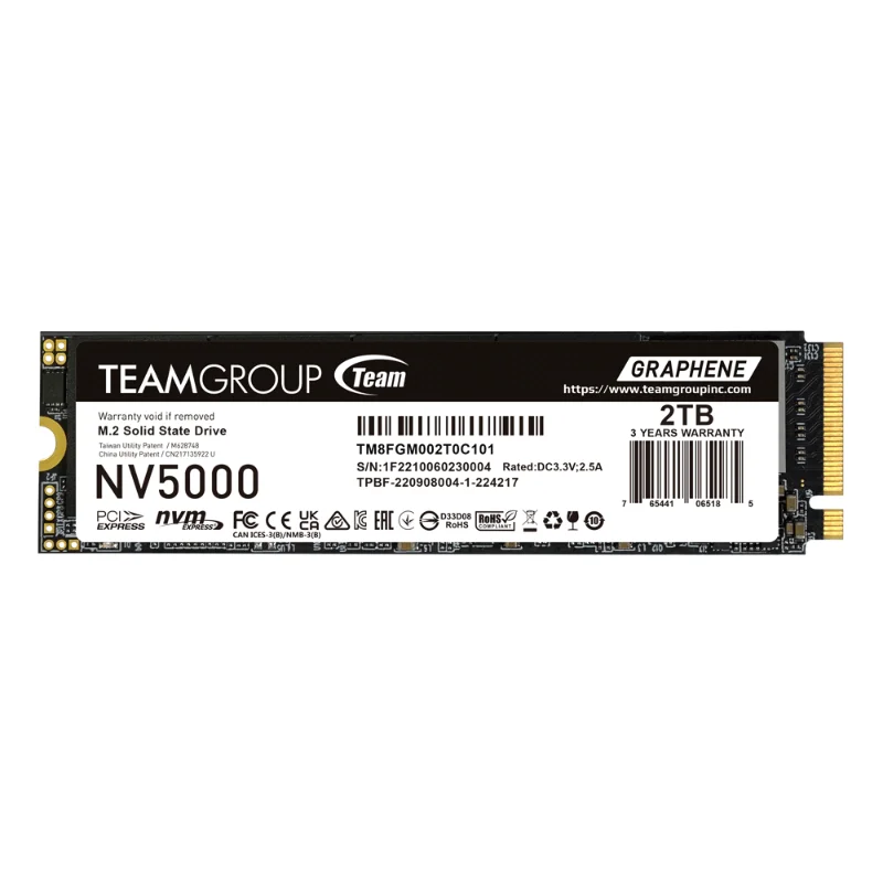 TEAMGROUP NV5000 2TB PCIe 4.0 NVMe M.2 2280 SSD | TM8FGM002T0C101