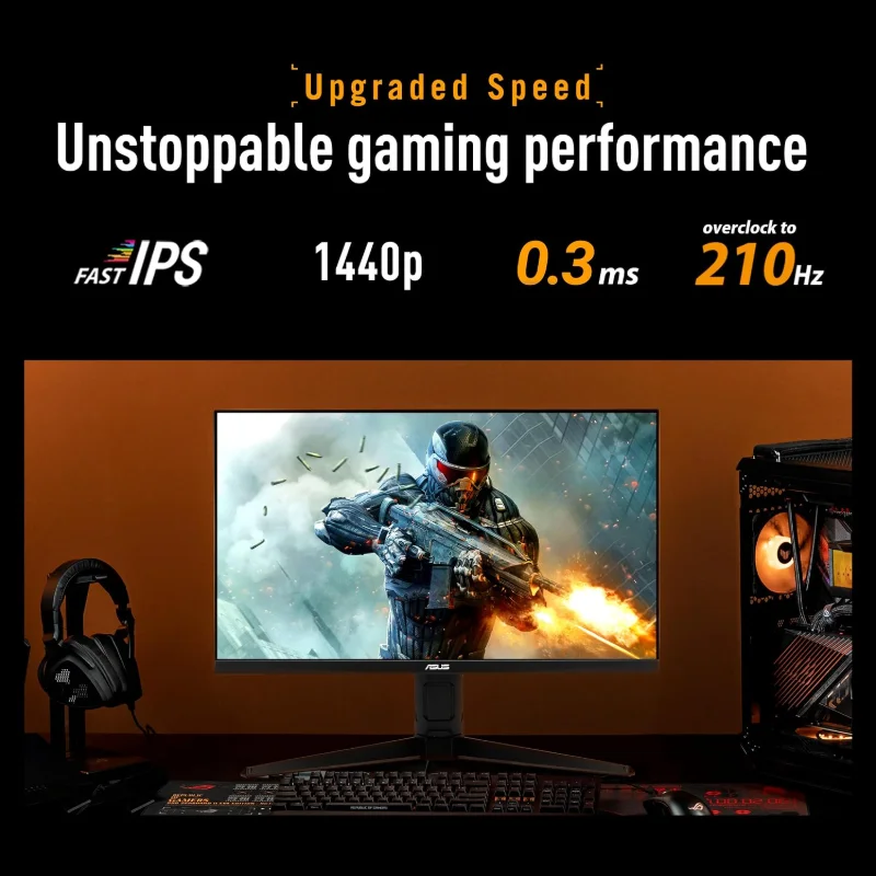 ASUS TUF Gaming 27-inch QHD 210Hz IPS Monitor – Black  |  VG27AQL5A