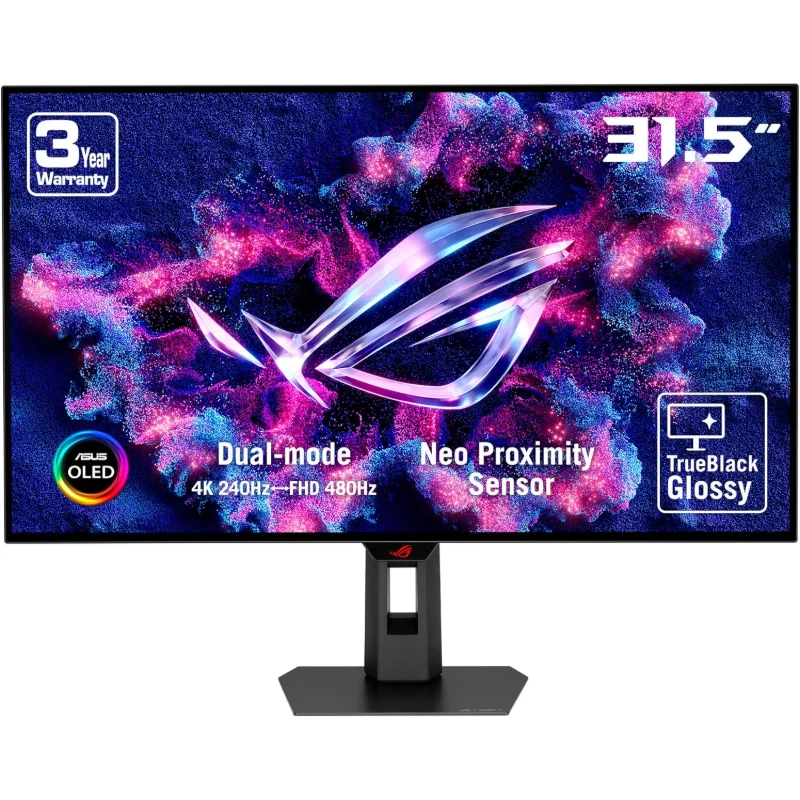 ASUS ROG Strix OLED 31.5-inch 4K 240Hz / FHD 480Hz Gaming Monitor – Black | XG32UCWMG