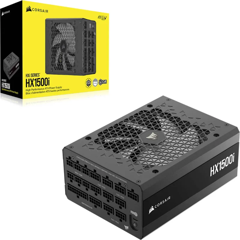 CORSAIR HX1500i 1500W 80 PLUS Platinum Fully Modular ATX 3.1 Power Supply – Black | CP-9020309-UK