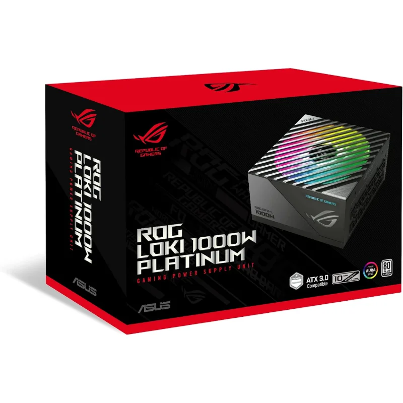 ASUS ROG Loki SFX-L 1000W 80 PLUS Platinum Fully Modular ATX 3.1 Power Supply – Black | ROG-LOKI-1000P-SFX-L-GAMING