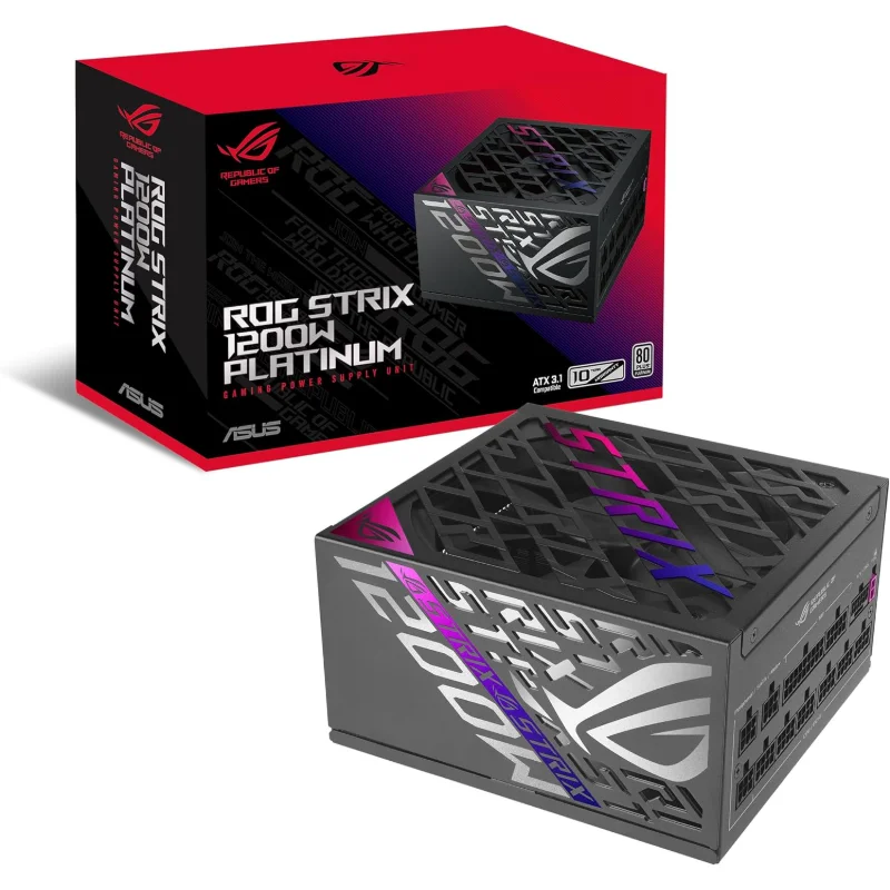 ASUS ROG Strix 1200W 80 PLUS Platinum Fully Modular ATX 3.1 Power Supply – Black | ROG-STRIX-1200P-GAMING