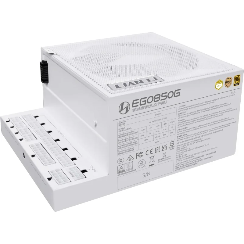 LIAN LI EDGE Gold 850W Fully Modular ATX 3.1 Power Supply – White | EG0850G