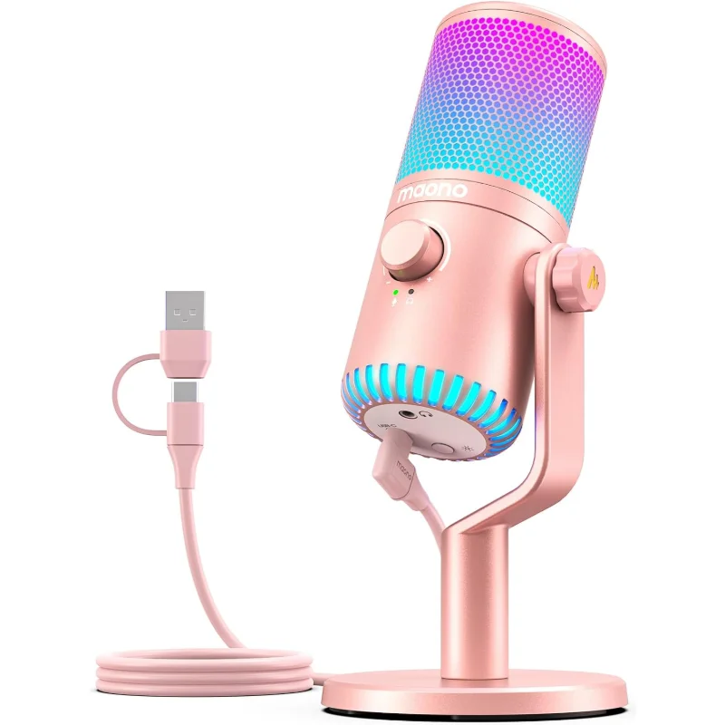 MAONO DM30RGB Programmable RGB USB Condenser Gaming Microphone – Pink