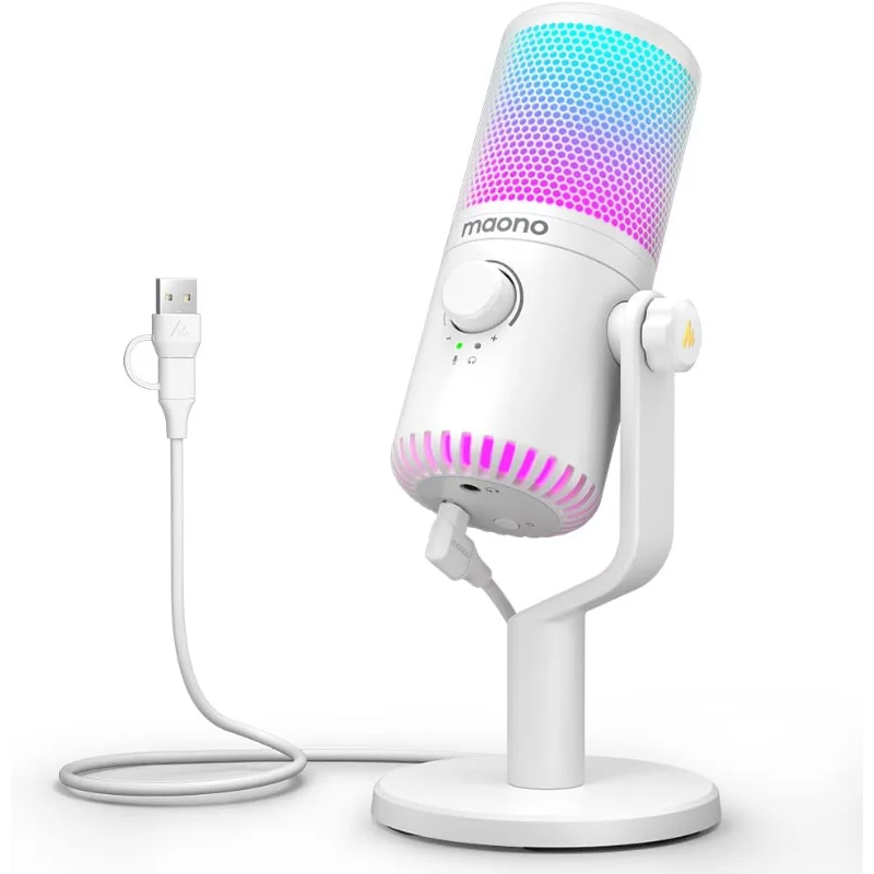 MAONO DM30RGB Programmable RGB USB Condenser Gaming Microphone – White
