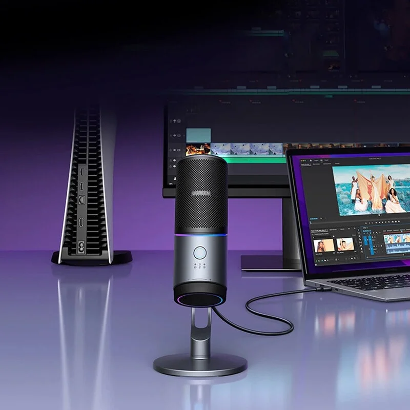UGREEN CM769 RGB USB Desktop Condenser Microphone with Noise Reduction – Grey