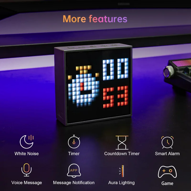 DIVOOM Timebox-Evo Pixel Art Bluetooth Speaker with 16 × 16 LED Display – Black