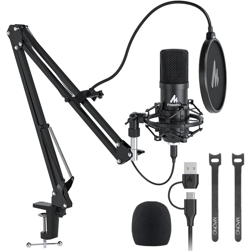 MAONO AU-A04 USB Podcast Condenser Microphone Kit – Black