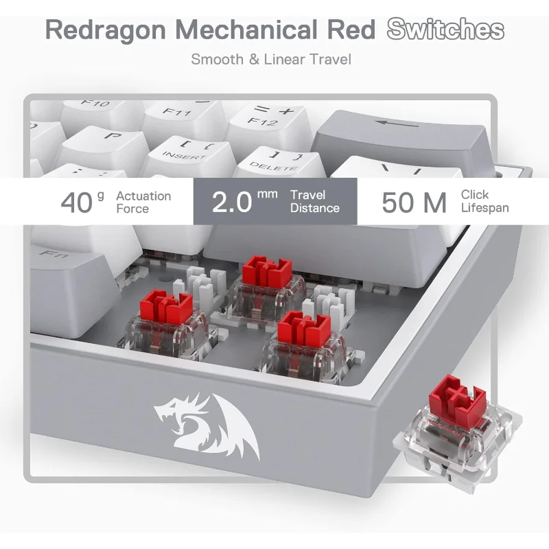Redragon Fizz K617 RGB Wired Mechanical Keyboard – White/Grey | K617-RGB WG